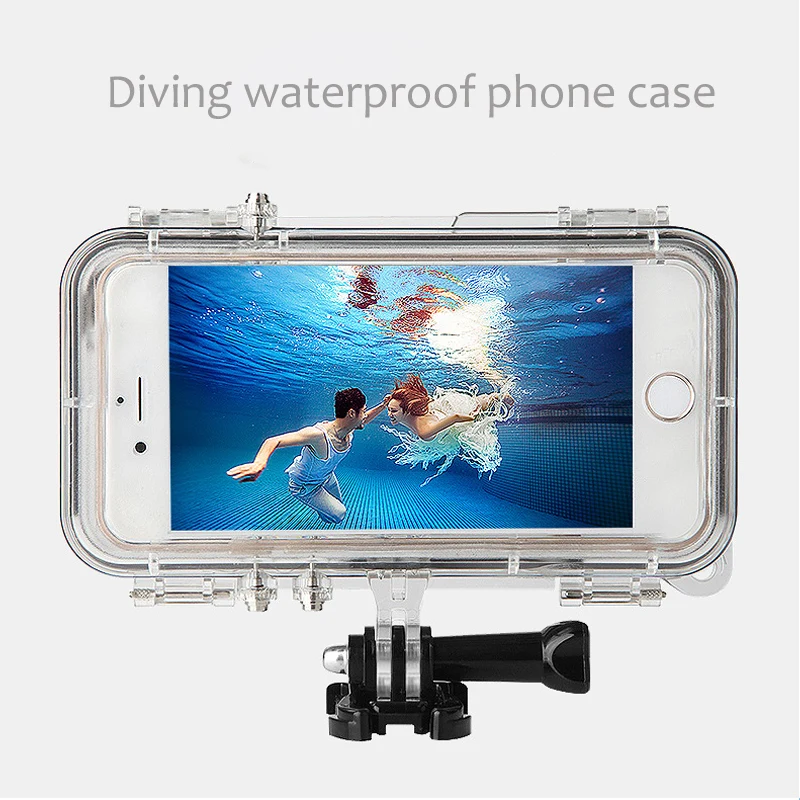 

Diving Waterproof Phone Case with Gopro Mount Adapter for iPhone 6 6s plus 5 Shockproof Phone Cover for gopro Sports Accessories