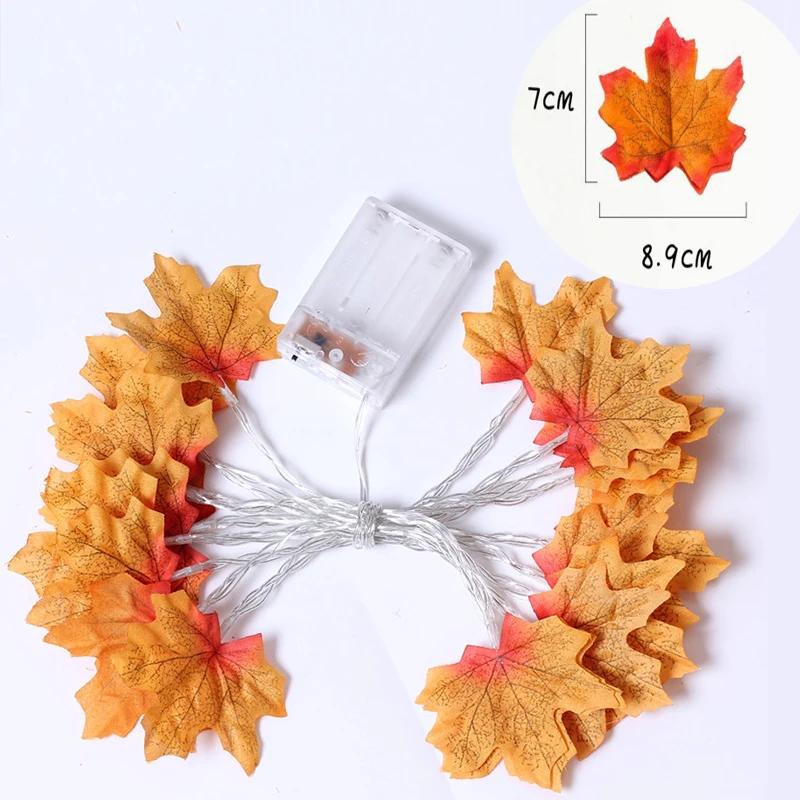 2/3/6M Künstliche Ahornblatt Blätter LED Lichterkette Laterne Girlande Hause Dekoration Party DIY Deco Weihnachten Halloween neue Jahr – Detail 2