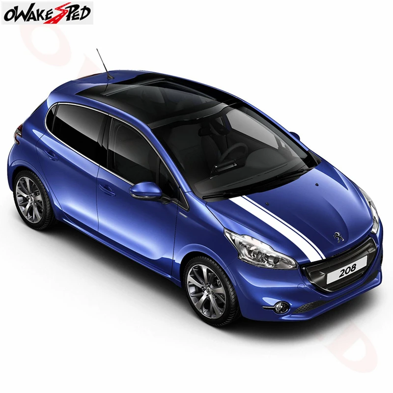 

Car Styling Hood Decor Stickers Sport Stripes Graphics Vinyl Decals Cover Engine Bonnet Stickers For Peugeot 208 2012-2018