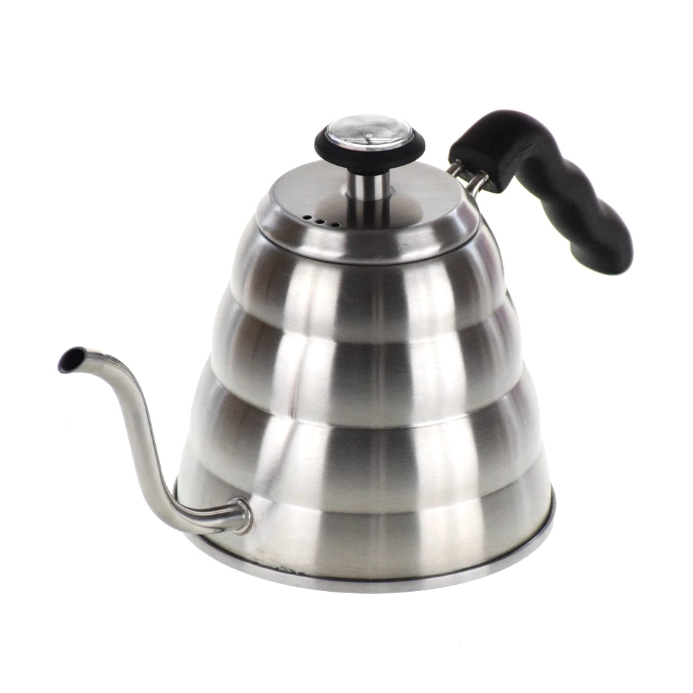 

2018 New Solid Handle Drip Kettle Coffee Tea Pot 1200ml 304 Stainless Steel Coffee Kettle with Thermometer