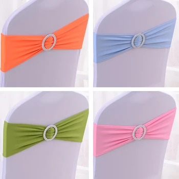

50pcs Chair Lycra Band Sash Stretch Spandex Chair Strap Bow Buckle for Wedding Banquet Party Decoration Event Elastic Sashes Tie