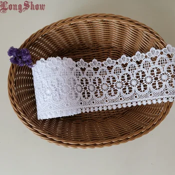 

1lot 5 Yards 9cm Width Bleaching White Pure Polyester Linen Embroidered Hollow Out Lace Trim DIY Material Sewing Accessories