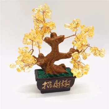 

1pc 150mm Natural Crystal Quartz Money Tree Bonsai Style Citrine Quartz Crystal Tree Decoration Ornaments for Wealth Luck gift