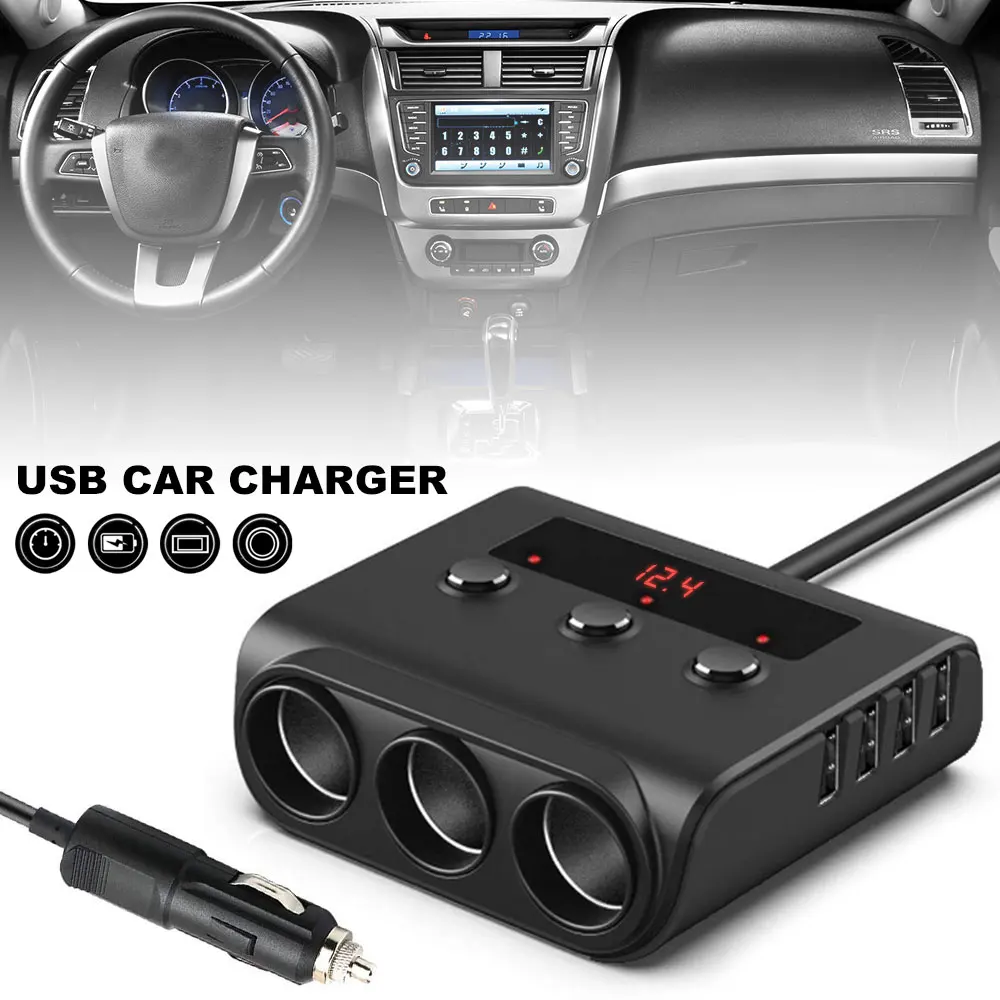 Многофункциональный 4 портовый USB автомобильный прикуриватель 100 Вт диспенсер
