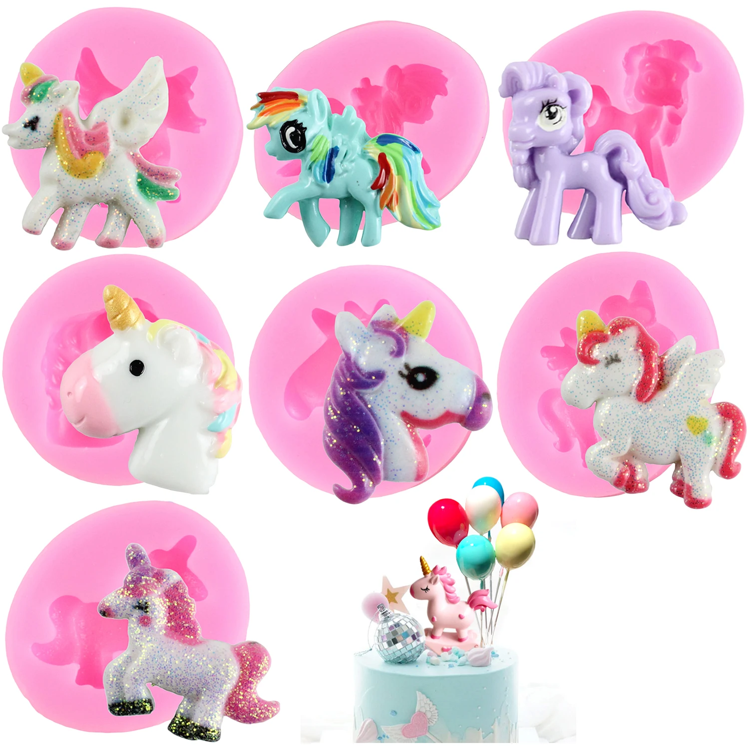 

Unicorn Silicone Molds Baby Birthday Cake Decorating Tools Cartoon Horse Cupcake Topper Fondant Mold Candy Clay Chocolate Moulds