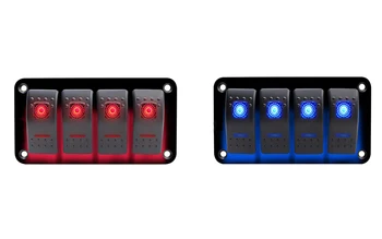 

4 Gang Rocker Toggle Switch Panel with Dual LED Light for RV Boat Yacht Marine 12V~24V