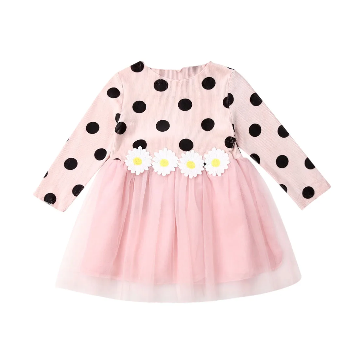 

Girls Autumn Dress Toddler Infant Baby Girl Dot Flower Clothes Long Sleeve Dress Tutu Lace Floral Dress