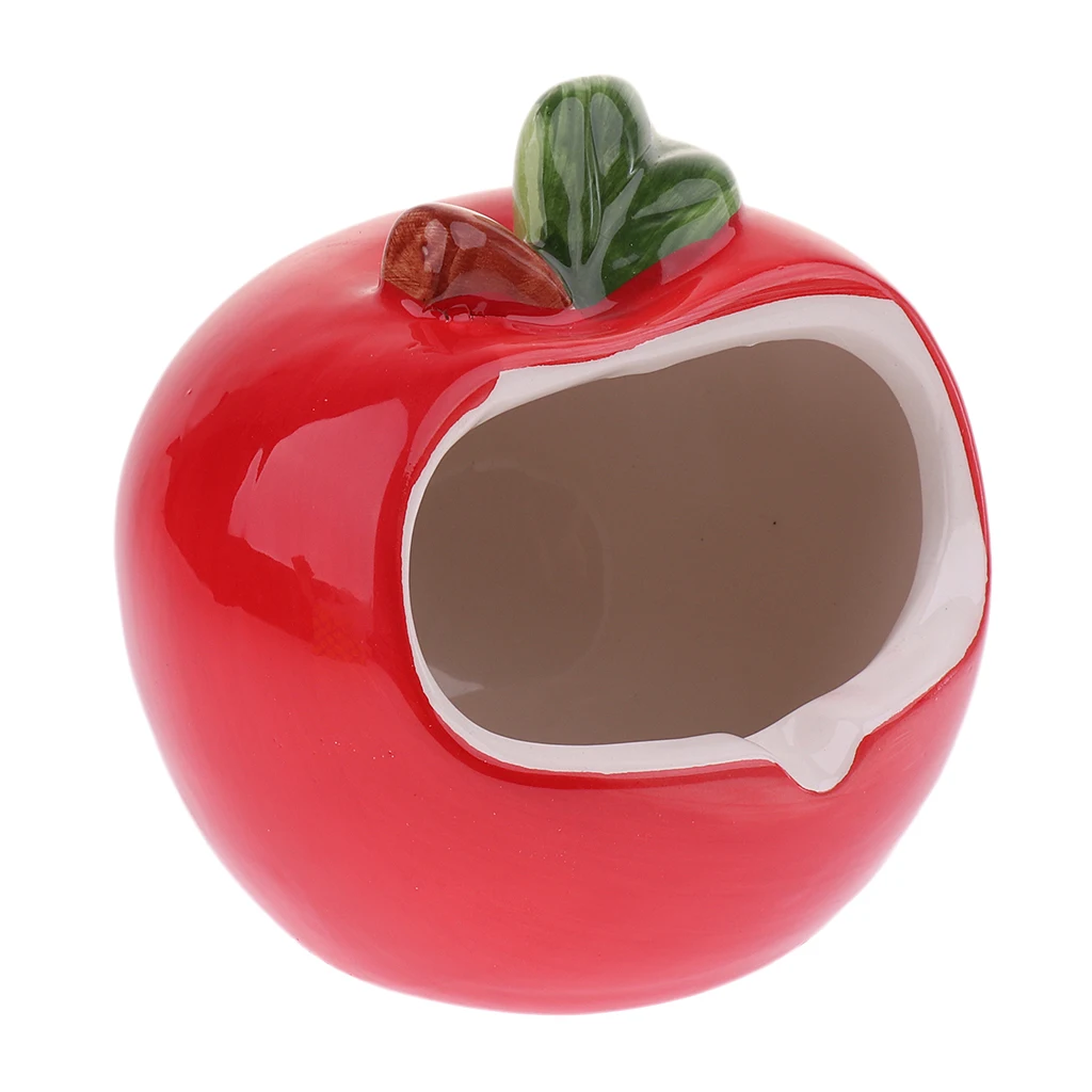 Ceramic Cartoon Apple/Orange Shape Hamster House Summer Cooling Small Animal Pet Nesting Habitat Cage Accessories