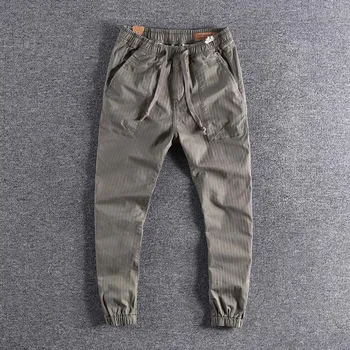 

2019 New striped stretch youth leggings, old single men's casual trousers plus size simple cool handsome wear pants on sale