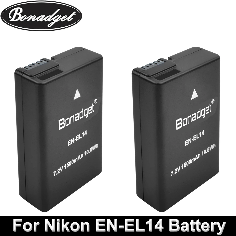 Батарейный блок Bonadget для фотоаппарата Nikon с двойным зарядным устройством USB + ЖК