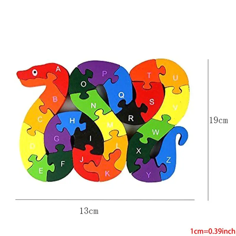Алфавит головоломки строительные блоки деревянные головоломки животные деревянные буквы змеи цифры блоки игрушки для детей игрушки змея
