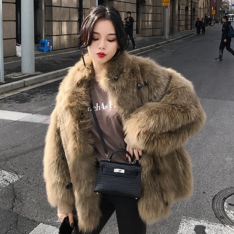 

Fandy Lokar Real Fox Fur Jackets Women Fashion Solid Genuine Coat Women Elegant Full Pelt Long Sleeve Coats Female Ladies HF