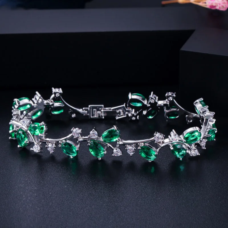 Pera, натуральный Королевский цвет, Женские Ювелирные изделия, серебро, темно-синий цвет, кубический цирконий, кристалл, браслеты, браслет для женщин, вечерние, подарок, B042 - Окраска металла: Emerald Green