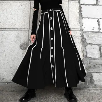 

Vintage Striped Elegant Skirt Fashion New 2019 Winter High Waist Elegant Small Fresh Minority Minority Loose Skirt DMY1798