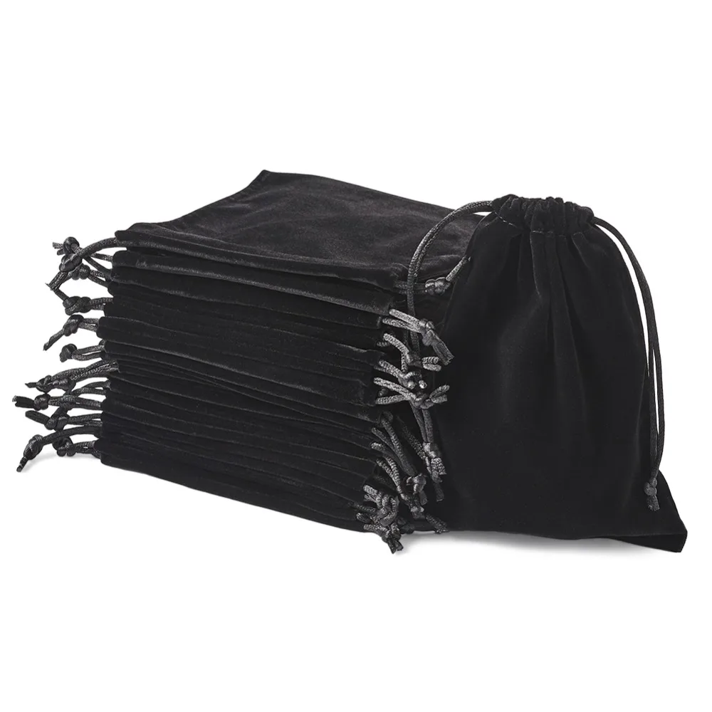 20 штук бархатные сумочки для украшений на День Матери мешки для ювелирные изделия для рождественской вечеринки упаковка черный бортовые 16x12 см