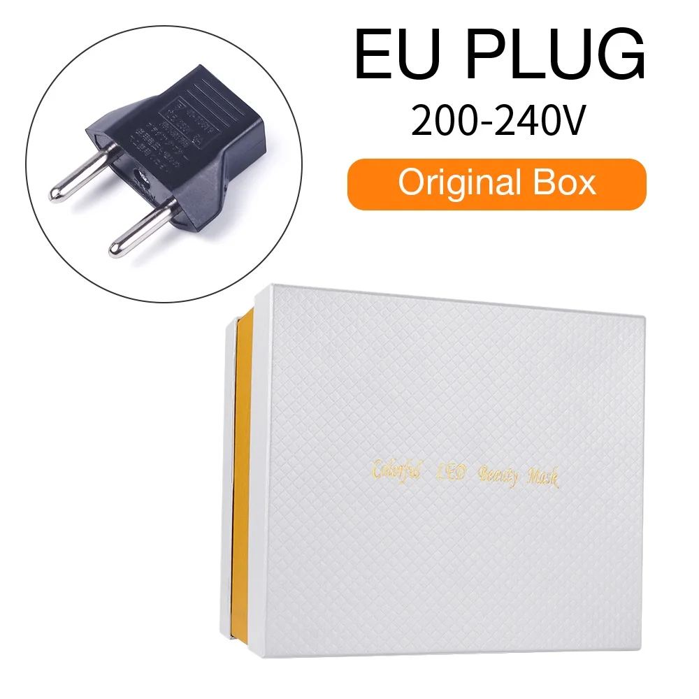oringinal box eu Новейшая модель; 3/7 цветов фотон Электрический светодиодный маска для лица с шеи омоложения кожи против акне против морщин Красота лечение салон дома Применение - Цвет: oringinal box eu