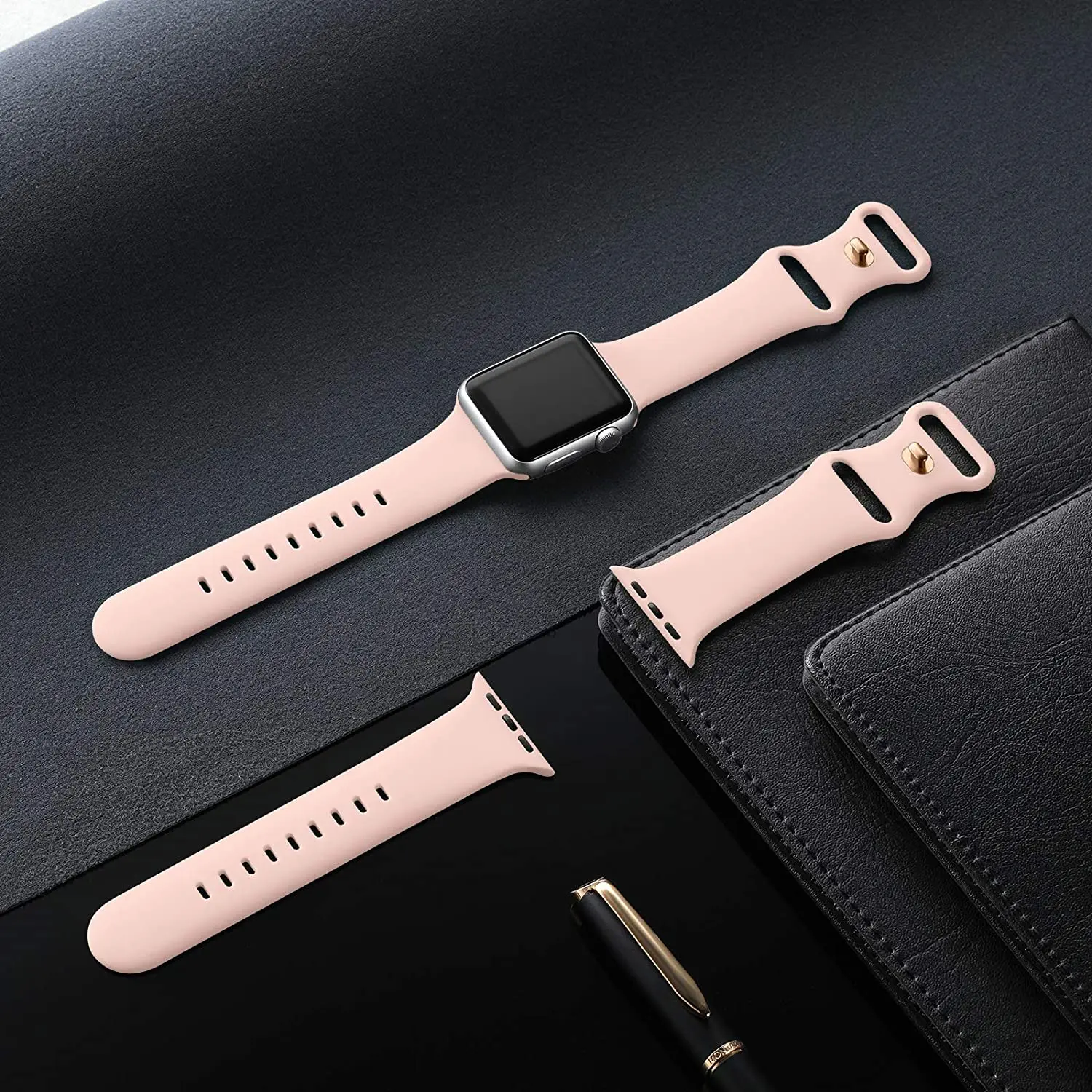 Rose Gold Apple Watch Band 38mm 40mm 41mm 42mm 44mm 45mm Black