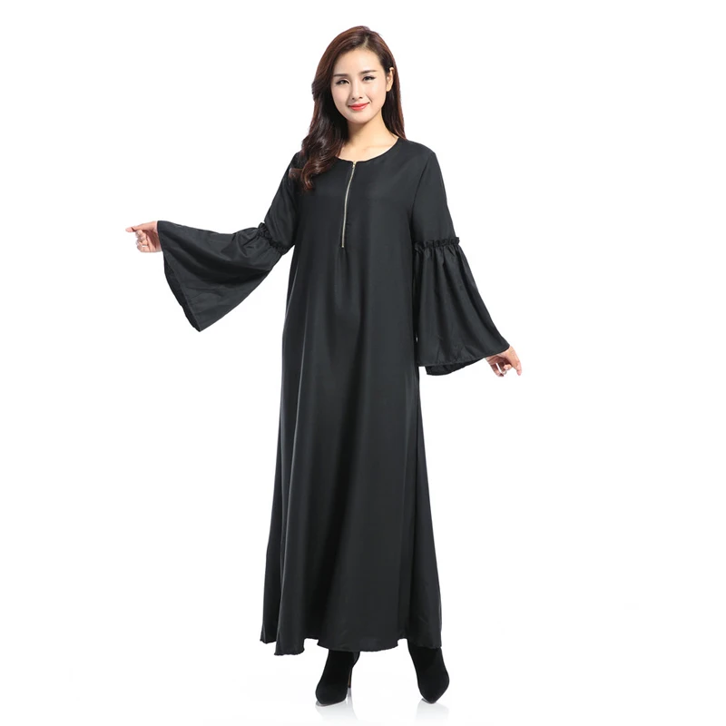 Abaya/арабское вечернее платье с пышными рукавами и воротником на молнии для женщин