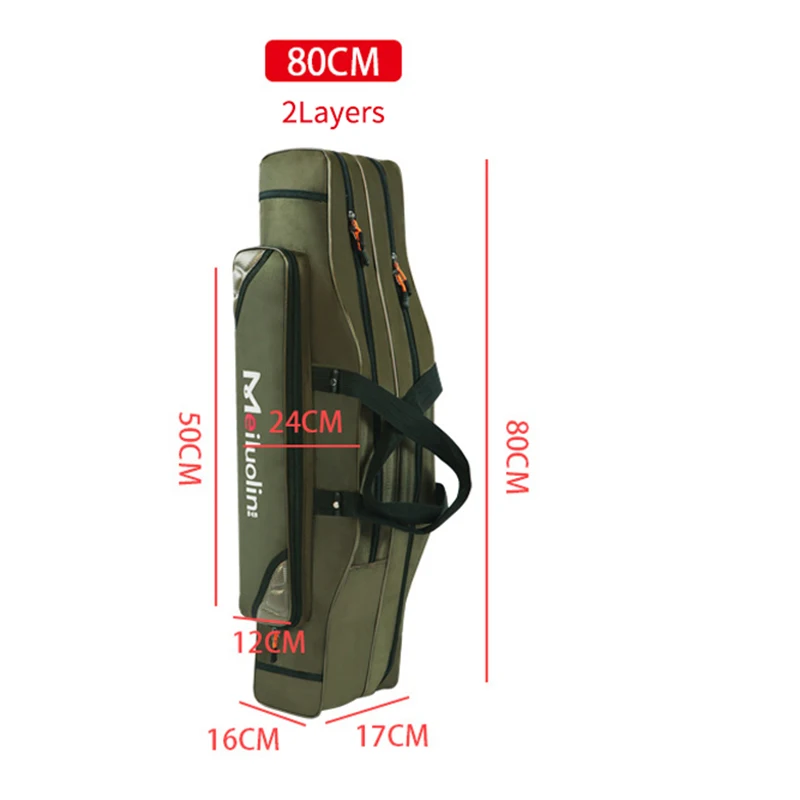 80cm/120cm 2/3 Layers Fishing Bag Portable Folding Fishing Rod
