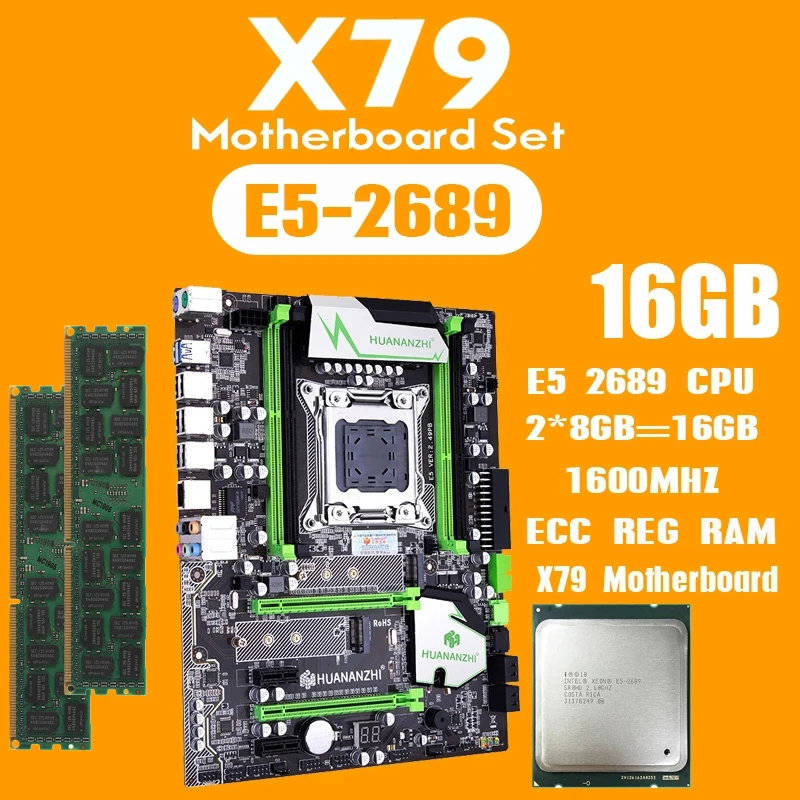 Комплект материнской платы huananzhi X79 с Xeon E5 2689 2x8GB = 16GB 1600MHz DDR3 память ECC Reg USB3.0 SATA3 PCI-E NVME M.2 SSD