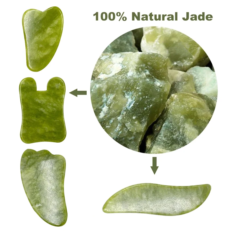 Natural Jade Gua sha Scraper Board Face Massager Facial Guasha Meridian Muscle Relaxation Skin Lifting Face Thin Gouache Scraper