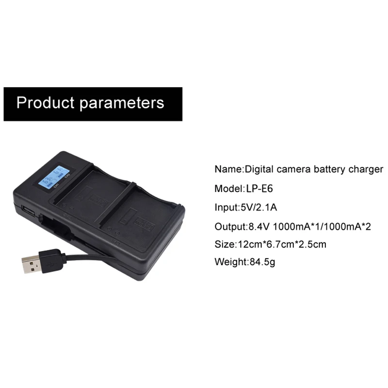 Lp-E6 зарядное устройство LCD Dual charger для Canon Eos 5Ds R 5D Mark Ii 5D Mark Iii 6D 7D 80D Eos 5Ds R камеры