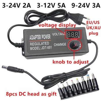 

Universal AC/DC 3V 5V 6V 9V 9.5V 12V 13.5V 14V 2A 5A 17V 18V 19V 20V 22V 5 Volt Adjustable Led Power Adapter 24V Supply Adaptor