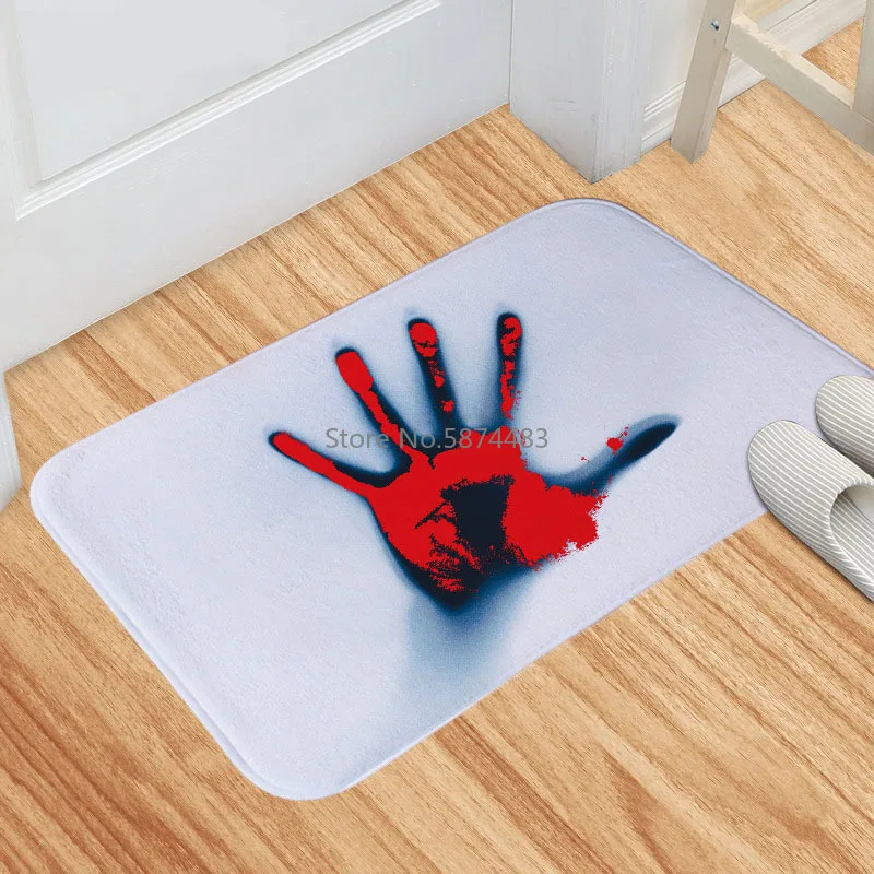 Soft Halloween Style Rug Decoration Blood Footprints Non-slip Mat Bathroom Carpets | Дом и сад