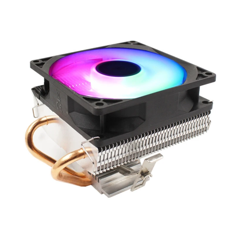 

Silent CPU Cooler LGA/2011/115X/775 3Pin PC Cooling Radiator 2 Copper Tubes LED Cooling Fan