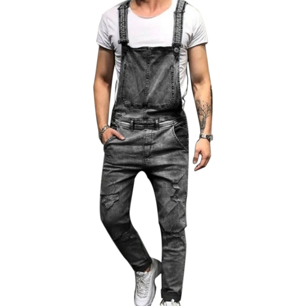 Pantalones casuales para hombres Mama correa larga de mezclilla Mono vaquero sin mangas suelto sin mangas