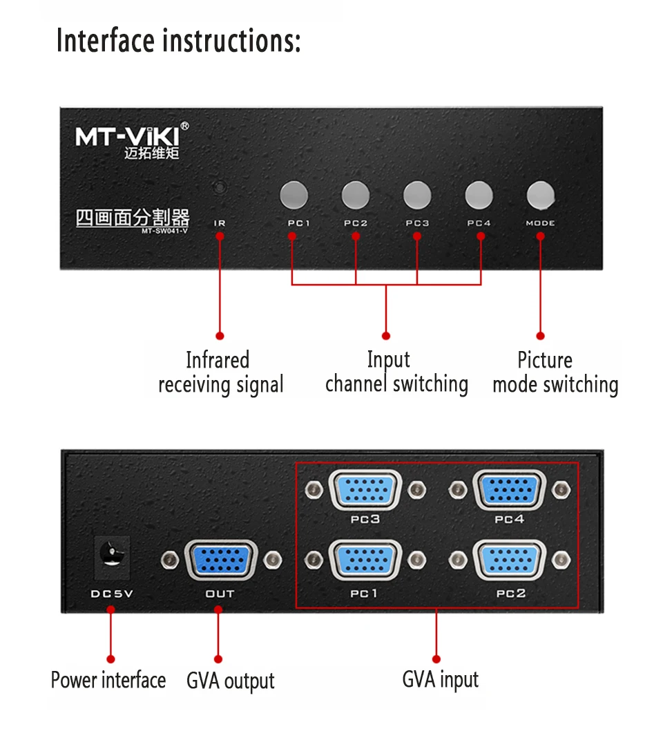 VGA мультипросмотра сплиттер для мониторов 4 VGA вход 1VGA выход, несколько режимов переключения экрана Поддержка 1080p сплиттер для мониторов