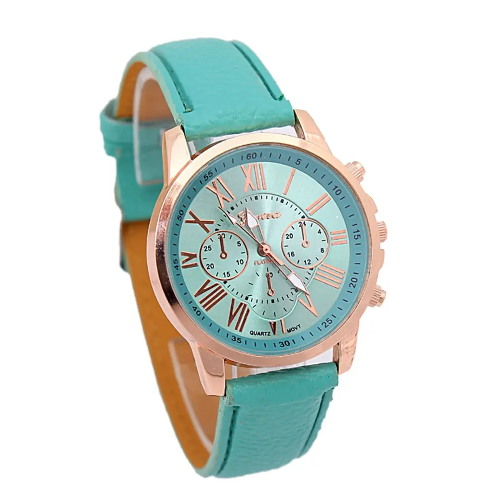 Fashion Brand Multi-function Analogue Round Big Dial Quartz Leather Strap Watch Wristwatch Coloful Strap - Цвет: 01