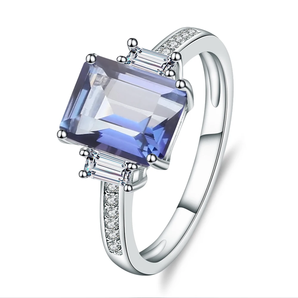 Gem's Ballet 2.05Ct Natural Iolite Blue Mystic Quartz Gemstone Ring For Women 925 Sterling Silver Rings Fine Jewelry Gem's Ballet 2.05Ct Natural Iolite Blue Mystic Quartz Gemstone Ring For Women 925 Sterling Silver Rings Fine Jewelry