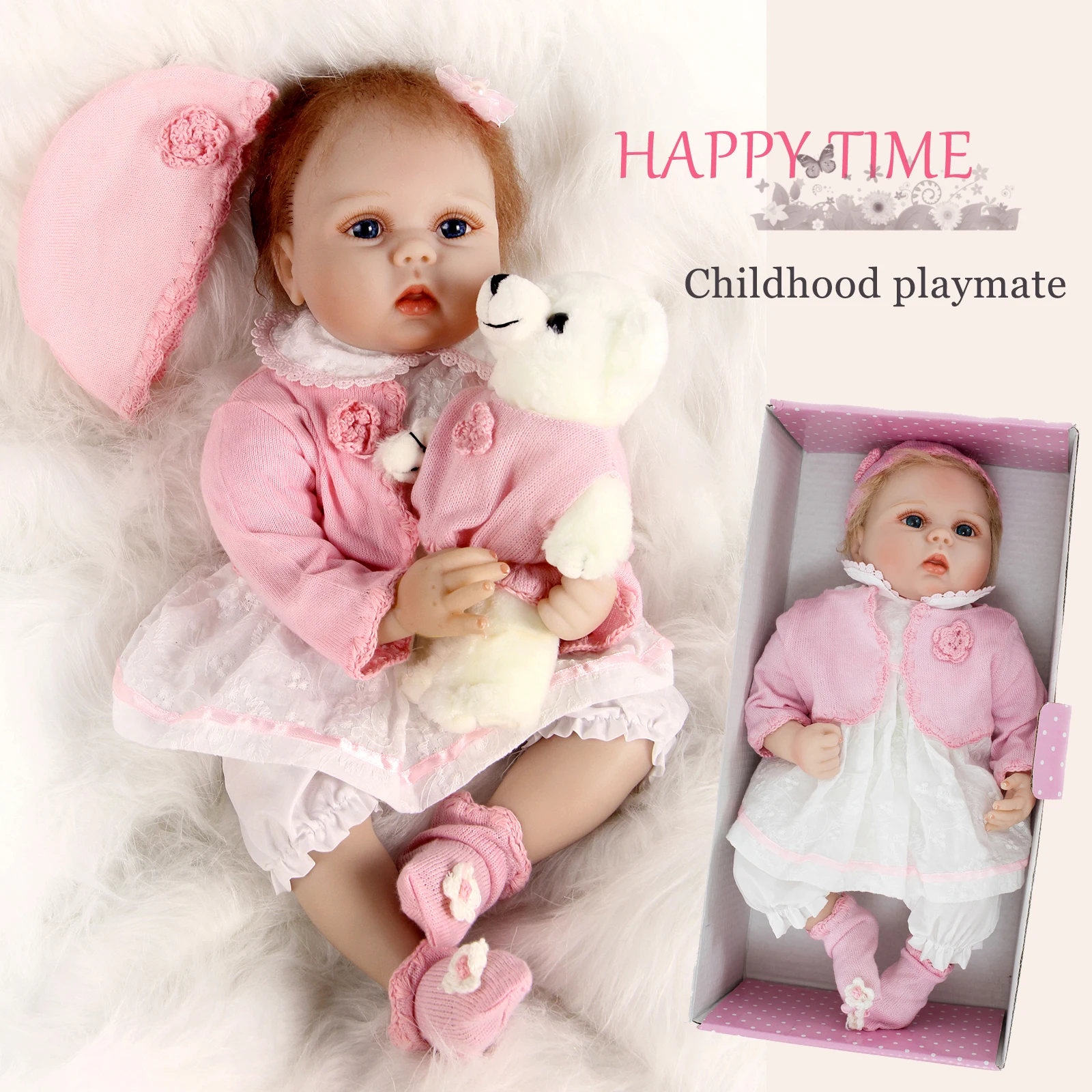Bebes 55 см Rebirth Baby Doll Виниловые силиконовые анатомические правильно милые игрушки для девочек с большими глазами Школьные подарки Детские повседневные товарищи по играм, сопровождающие в одиночку