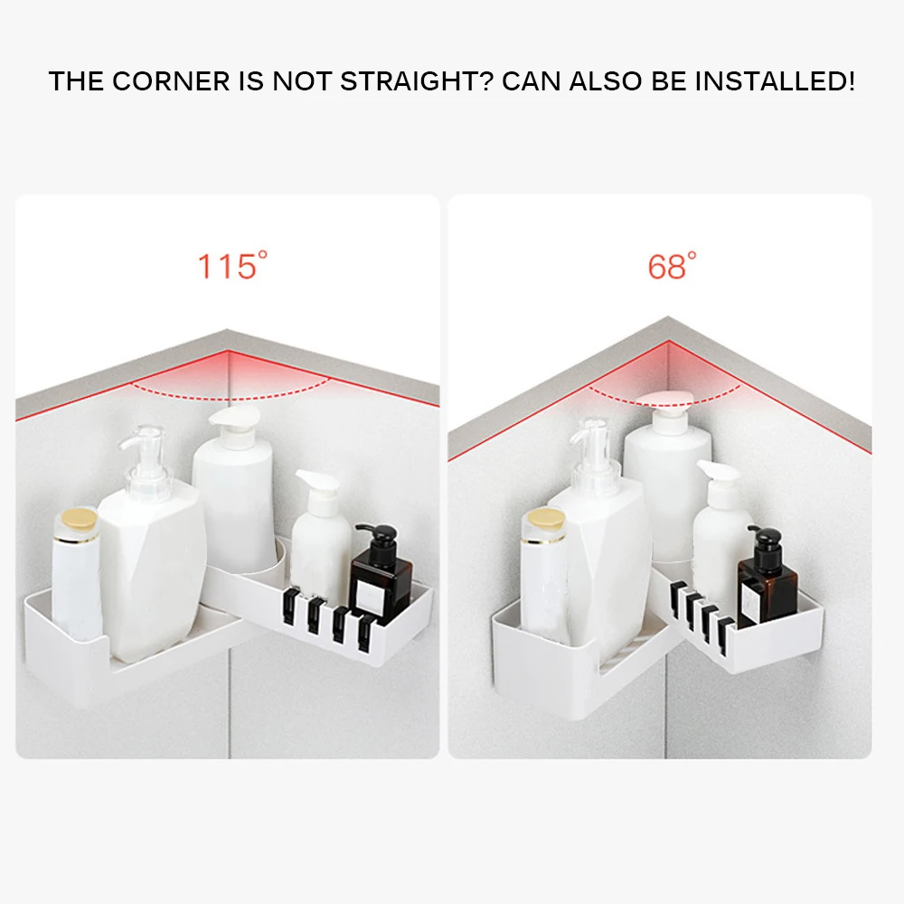 4 Hook Wall Mounted For Kitchen Storage Organization Shelf Rotatable Bathroom Organizer Corner Shower Shampoo Holder