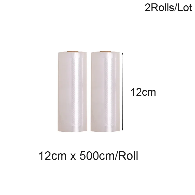 12cm x 500cm 2Rolls Вакуумные Упаковочные пакеты для кухонного упаковщика, вакуумные пакеты, запайки для пищевых продуктов, пластиковый Вакуумный пакет для хранения кухонных инструментов - Цвет: 12cm x 500cm 2Rolls