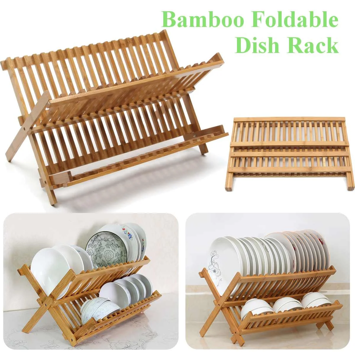 

Foldable Sink Dish Drying Rack Kitchen Organizer Bamboo Sink Drain Basket Vegetable Fruit Holder Storage Rack