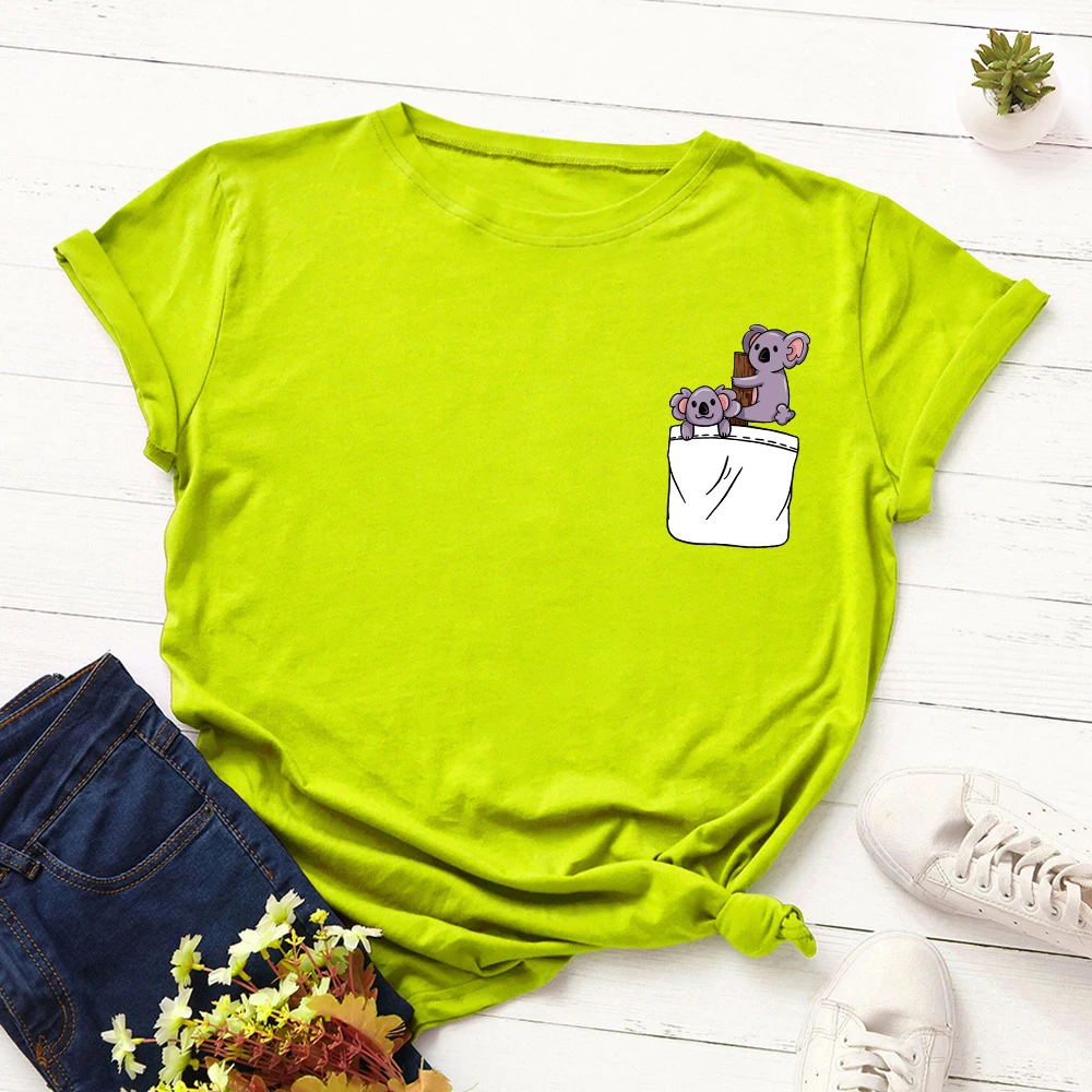 JFUNCY Plus Size S-5XL Women T-shirts Female Short Sleeve Tee Tops Pocket Print Woman Casual Tshirt 2020 Summer Cotton T Shirt