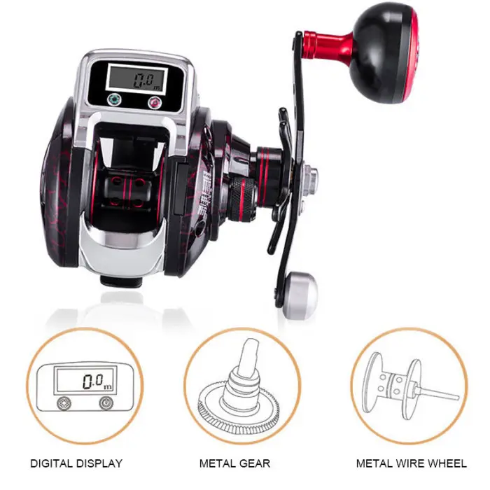 Carretel de Pesca Rotação Roda Peixe Display Digital Metal Suave Rolamento Acessórios Peças Edf88 17 Rotação carretel de pesca roda peixe display