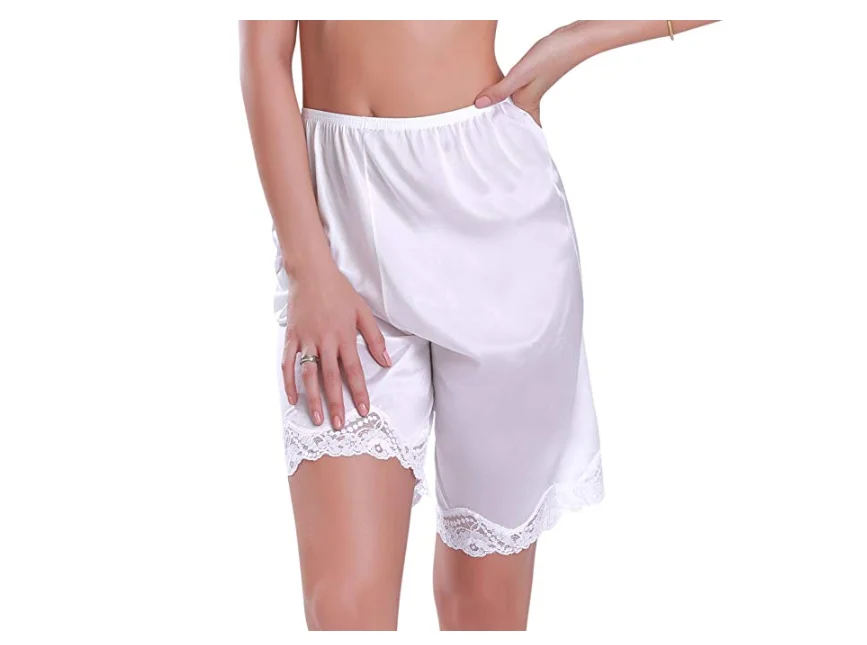 Mid White Женские кружевные трусики-американки, шорты для сна, свободные трусики, панталоны, панталоны, дышащее короткое нижнее белье, одежда для сна, домашняя одежда - Цвет: Mid White