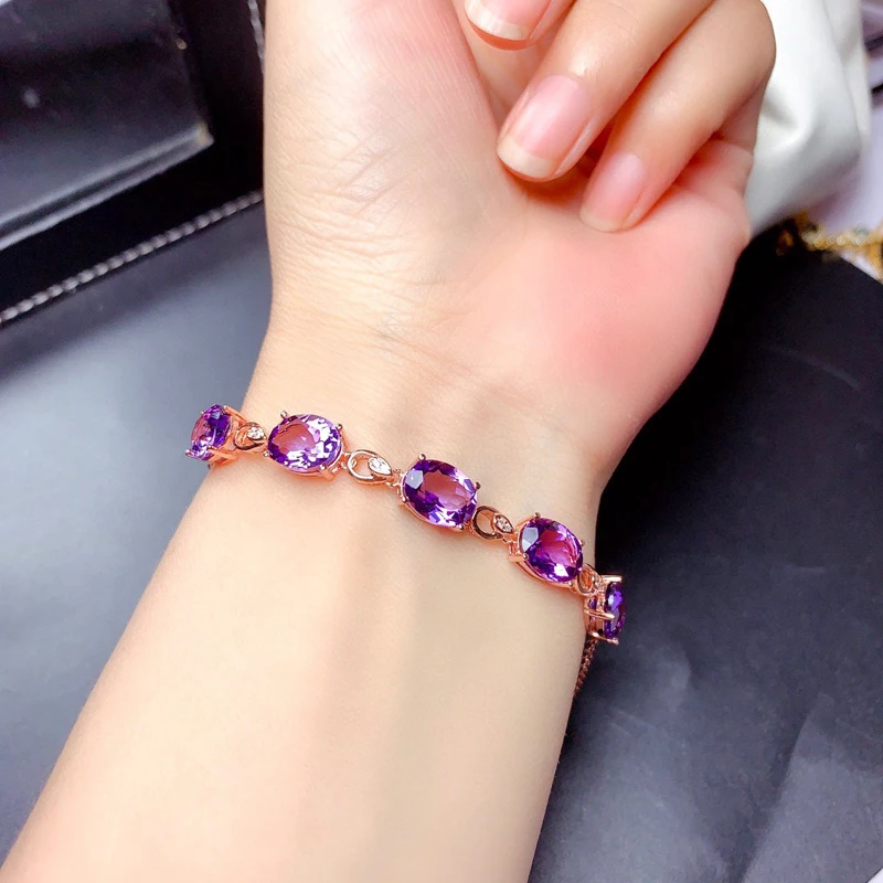 

2021 Fashion Exquisite Bracelet Inlay Purple Oval AAA Cubic Zircon Europe America Geometry Jewelry For Women Wedding Engagement