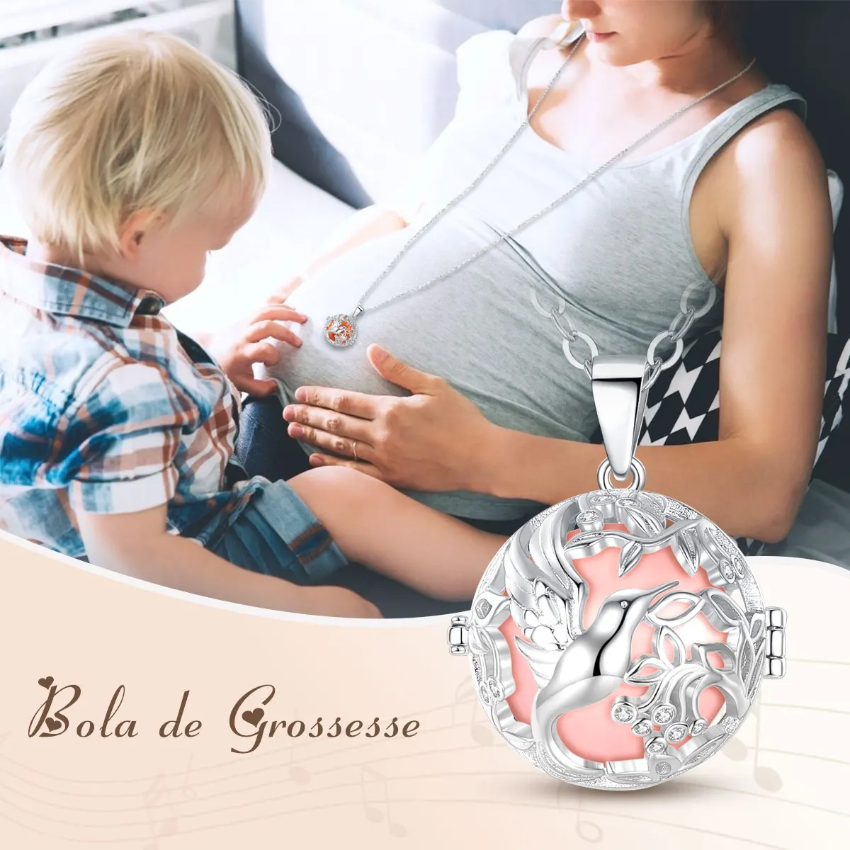 Eudora new 18mm Bird Crystal Cage Pregnancy Chime Bola Ball Pendant Necklace Baby Pregnancy Ladies Jewelry K477N18 4