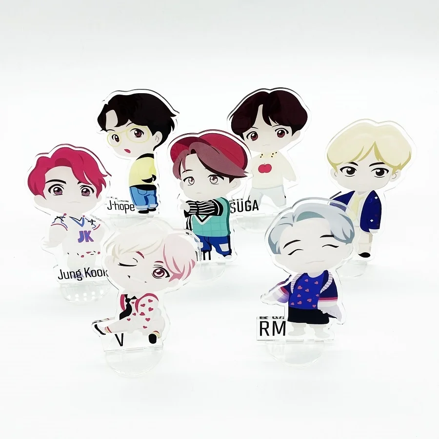 Bangtan мальчики мультфильм человек стоящая карта рабочего стола украшения