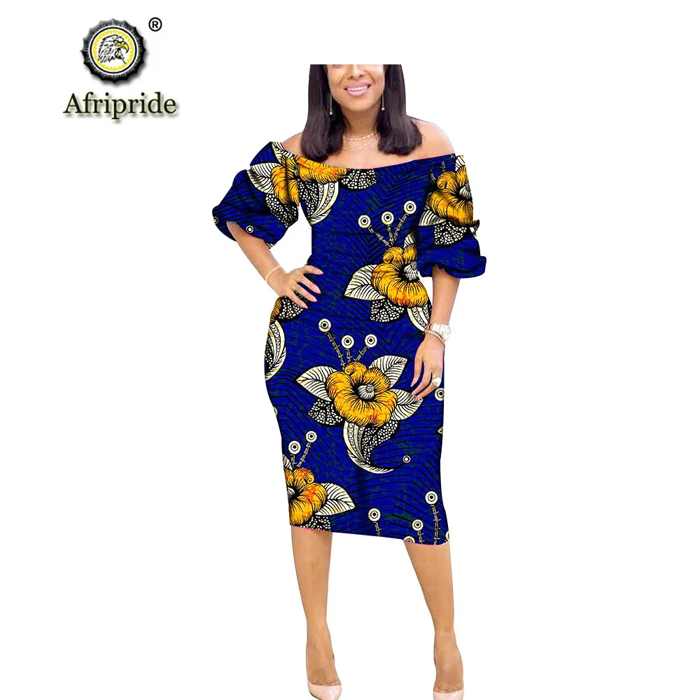 Африканское женское платье, чистый хлопок, весна, средний рукав, без бретелек, Базен riche, Анкара, принт Дашики AFRIPRIDE S1825030