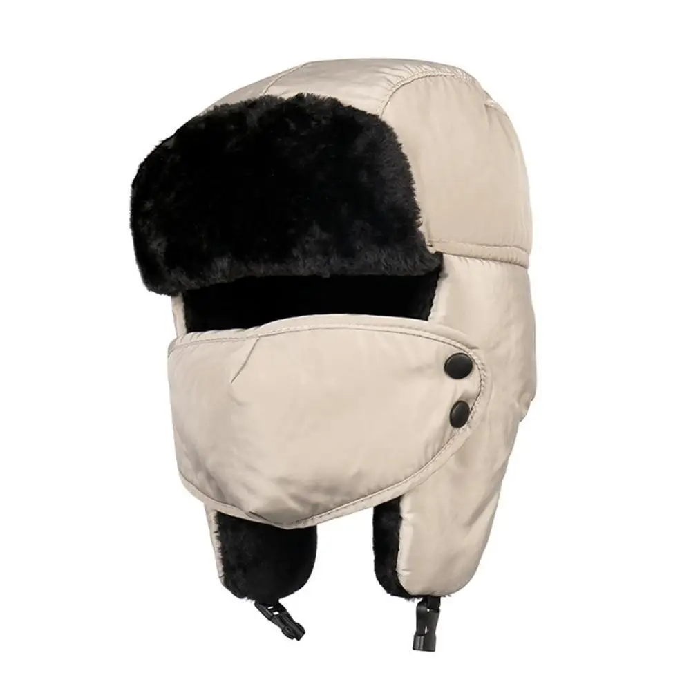 Зимняя теплая маска для лица, уличная Лыжная теплая шапка для мужчин и женщин, теплая шапка с ушками, зимняя Лыжная шапка с Рождеством - Цвет: Beige