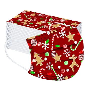 

100/30/20/10P Children's Christmas Printed Mask Headband Disposable Protective Face Masks disposable face mask adult christmas