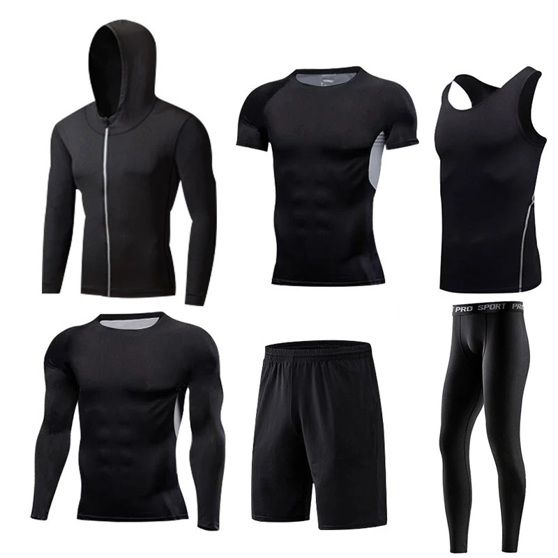 Man sportswear-6-WH Мужская спортивная одежда, Воздухопроницаемый спортивный костюм, компрессионный комплект для спортзала, одежда для фитнеса, спортивный костюм для бега, спортивный костюм, 3XL, мужской спортивный комплект - Цвет: Man sportswear-6-WH