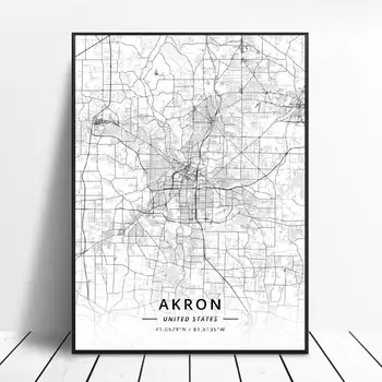 

Akron Burlington Chesapeake Honolulu Lawrence Mesa Unitedstates Map Canvas Art Poster