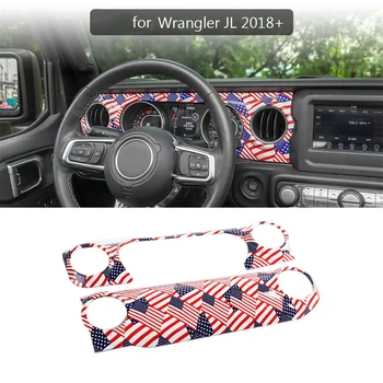 

2Pcs Car Interior Decoration Dashboard Control Console Air Outlet Trim Cover Decor Panel for Jeep Wrangler JL US Flag