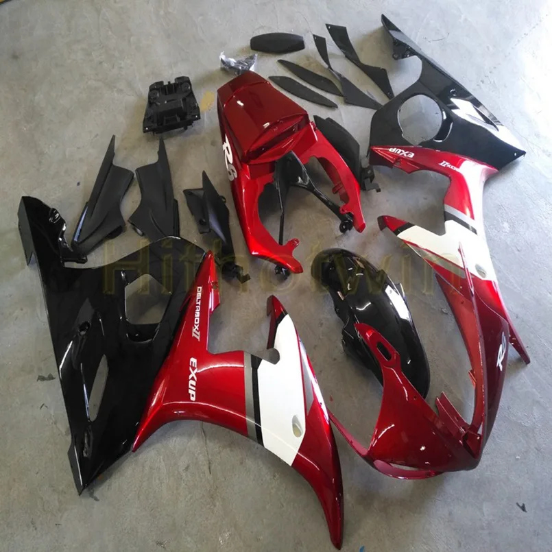 Капот мотоцикла на заказ для YZF-R6 2003-2005 2004 моторные Обтекатели литьевой формы красный черный - Цвет: A